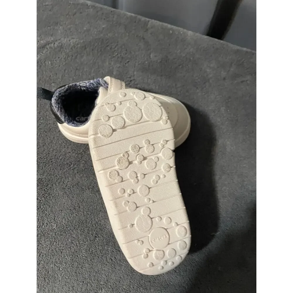 Carter's White and Navy Lined Toddler Sneakers NWOT